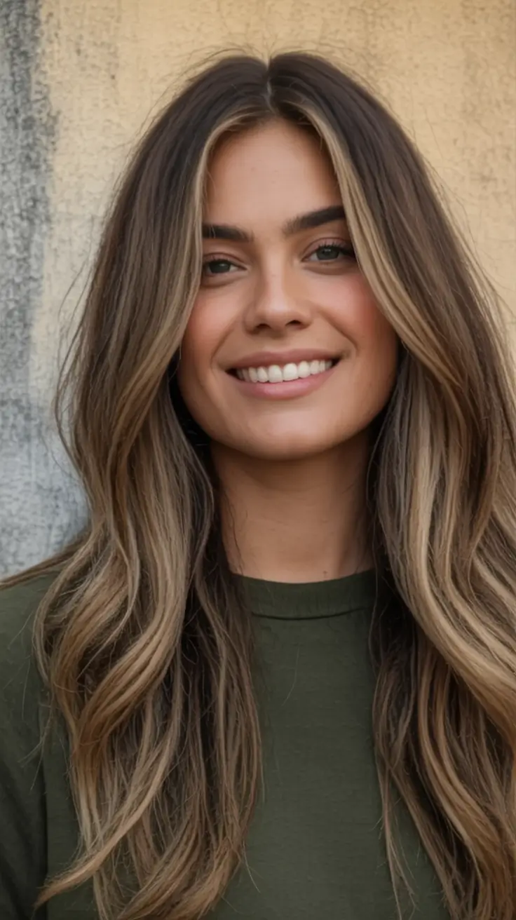 Hair Color Ideas for Fall 2025 Classic Brunette with Caramel Ribbons