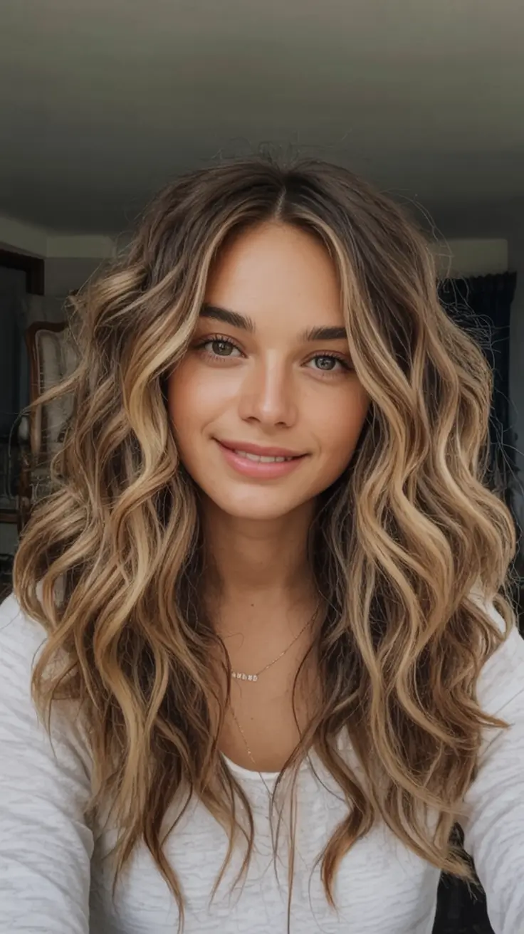 Hair Color Ideas for Fall 2025 Golden Brunette with Soft Balayage