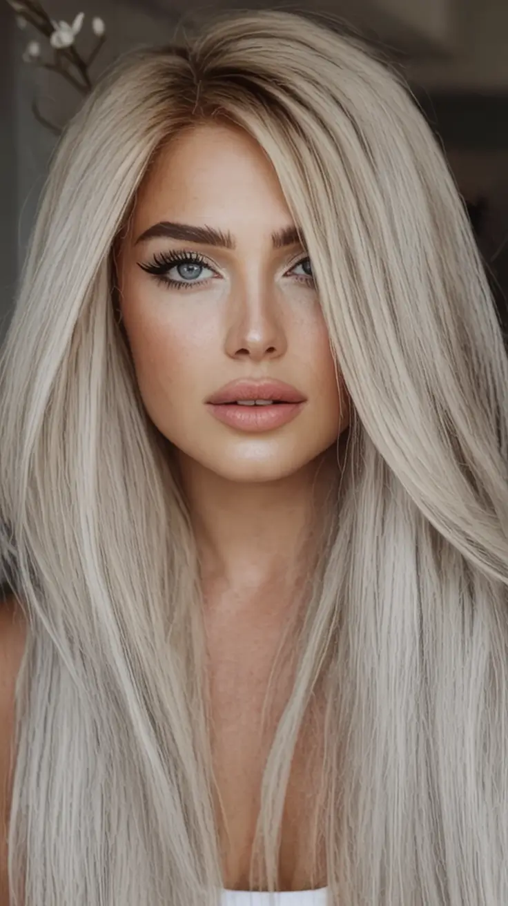 Hair Color Ideas for Fall 2025 Platinum Sleek with Cool Undertones