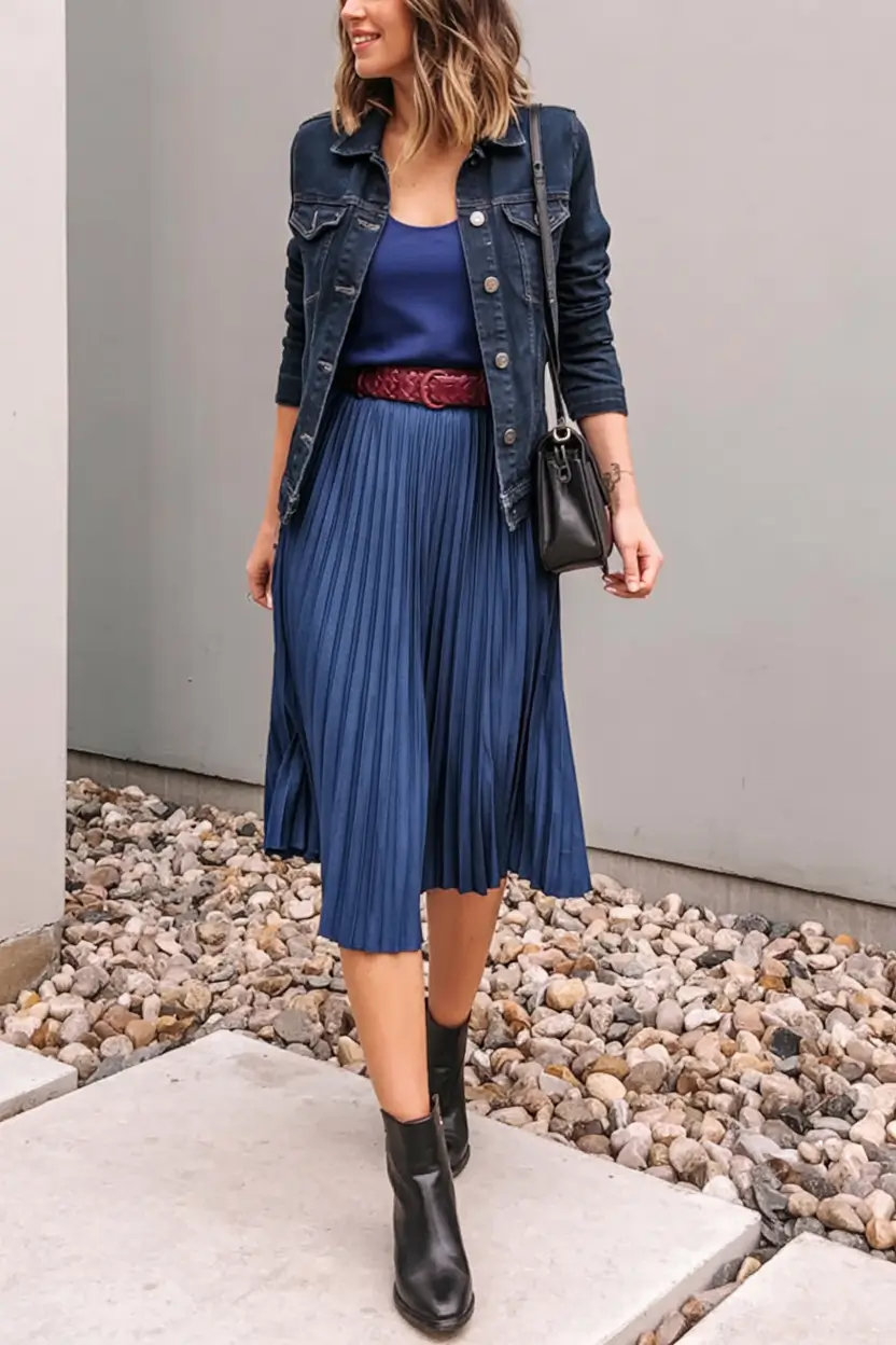 Minimalist Fall Fashion: Capsule Closet Ideas 2025 Denim Jacket And Navy Pleats