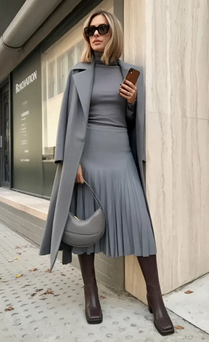 Must-try outfits combinations for fall 2025 Monochrome Mist with a Power Silhouette