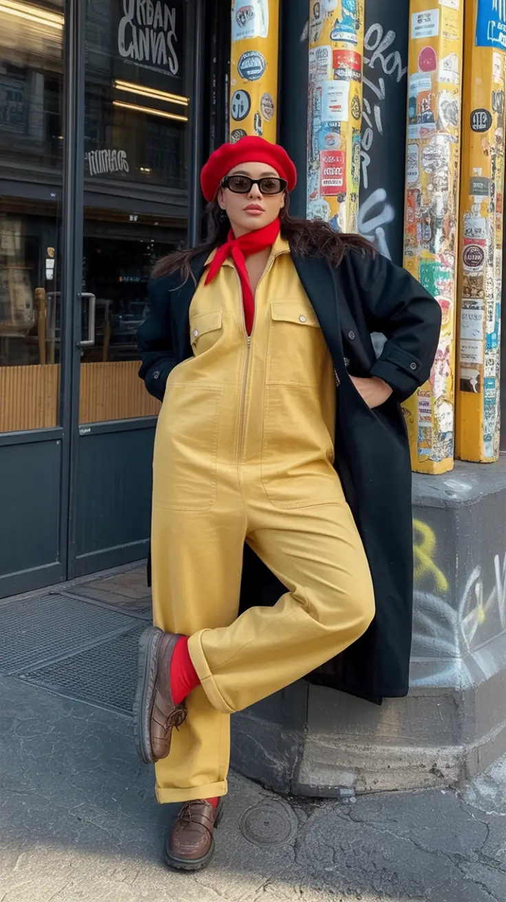 Must-try outfits combinations for fall 2025 Graphic Overalls with Urban Punch