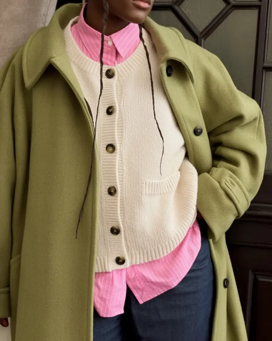 Must-try outfits combinations for fall 2025 Layered Softness in Olive and Cotton Candy