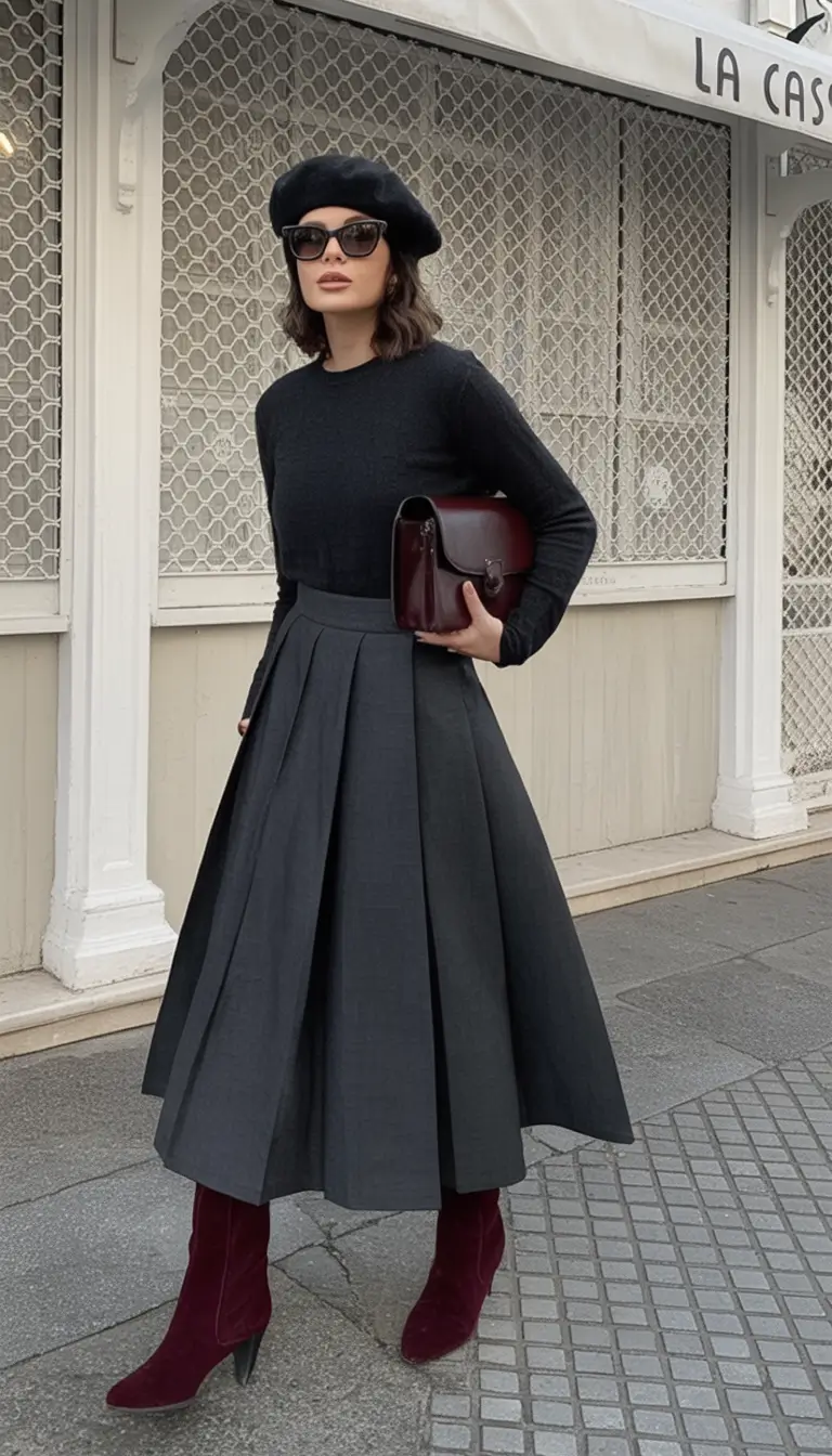 Must-try outfits combinations for fall 2025 Parisian Autumn in Ink and Merlot