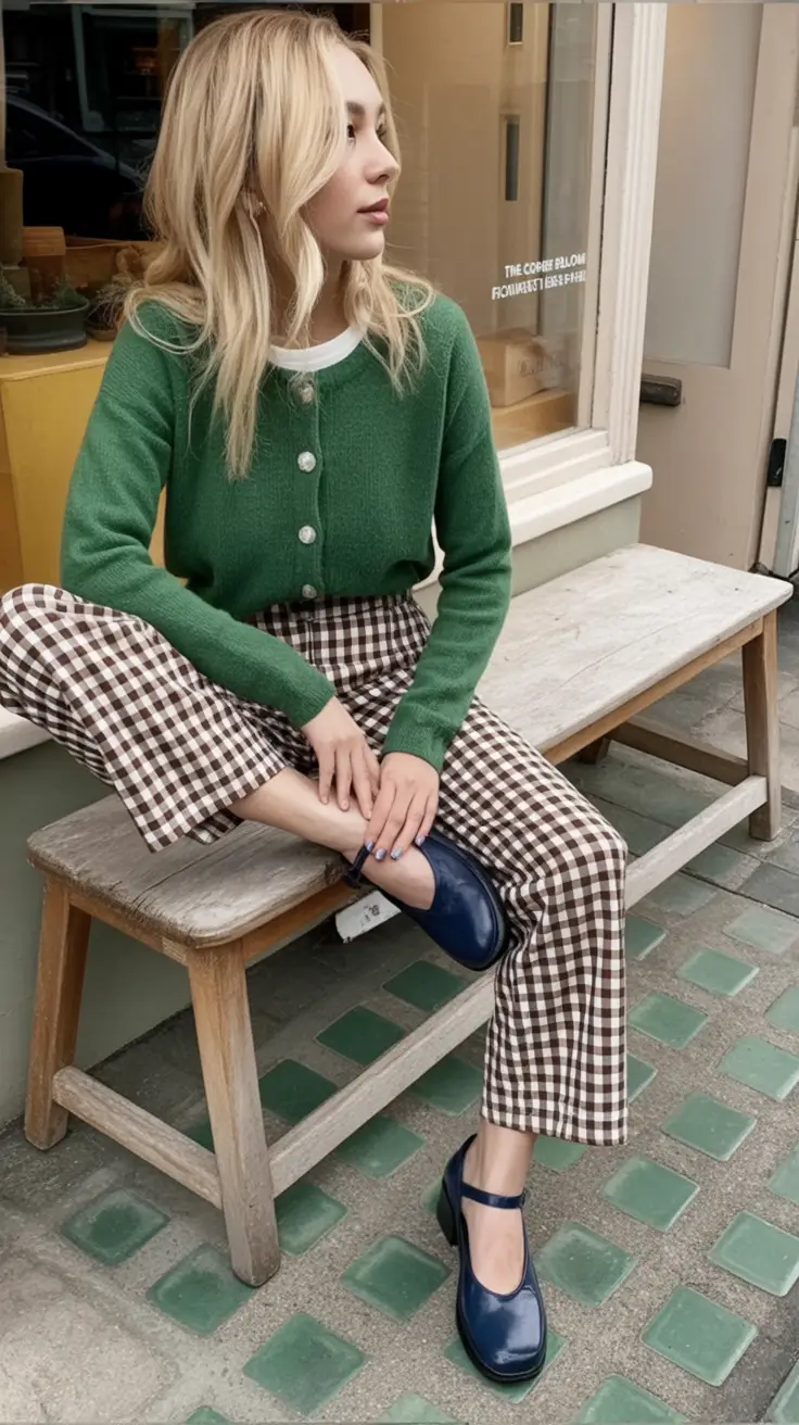 Must-try outfits combinations for fall 2025 Retro Greens and Checked Ease
