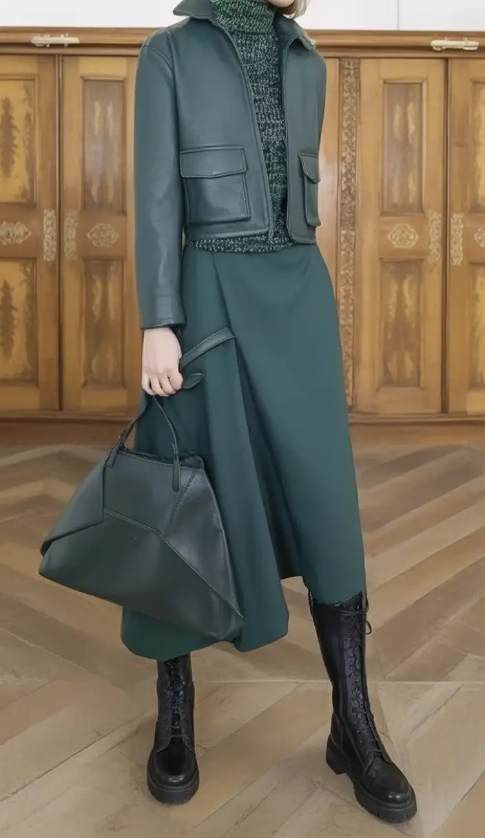 Must-try Outfits Combinations For Fall 2025 Deep Green Monochrome With A City Edge
