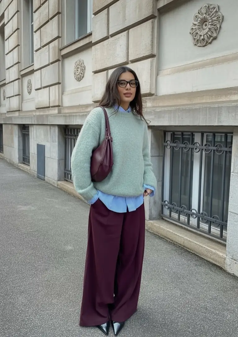 Must-try Outfits Combinations For Fall 2025 Mint Green And Burgundy With A Preppy Chill