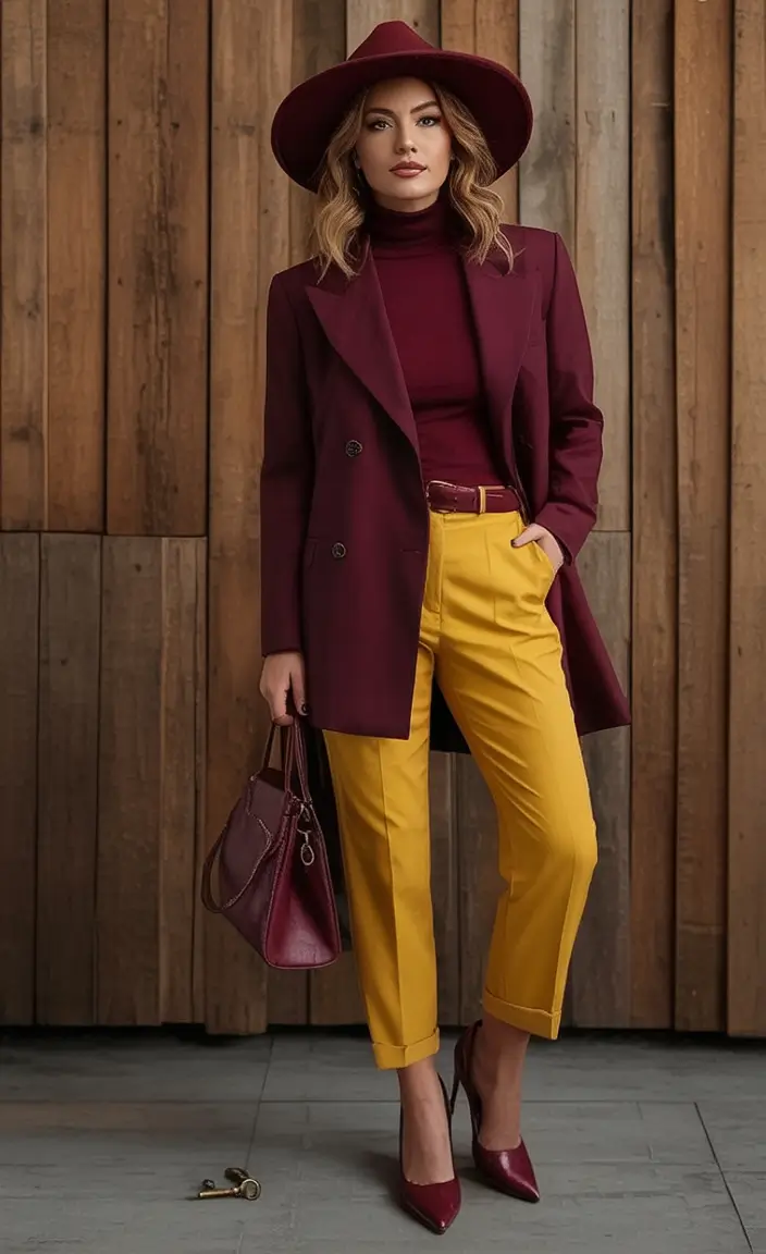 Must-try outfits combinations for fall 2025 Deep Wine Elegance Meets Golden Fall
