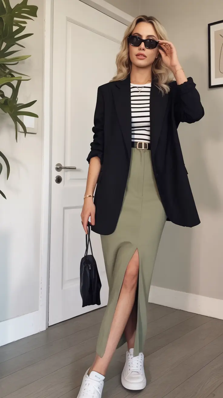Office-ready fall outfits for women – business casual 2025 Timeless Navy Blazer with a Parisian Twist