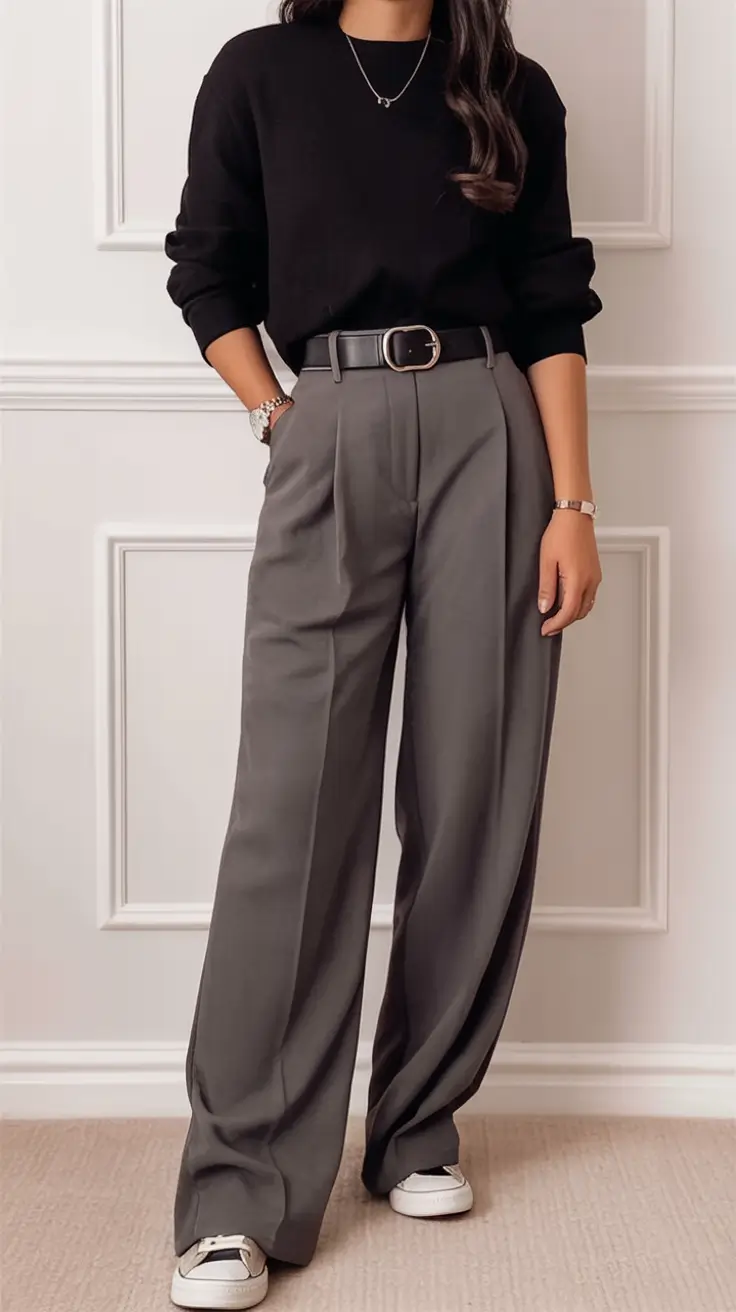Office-ready fall outfits for women – business casual 2025 Modern Monochrome with Oversized Flair
