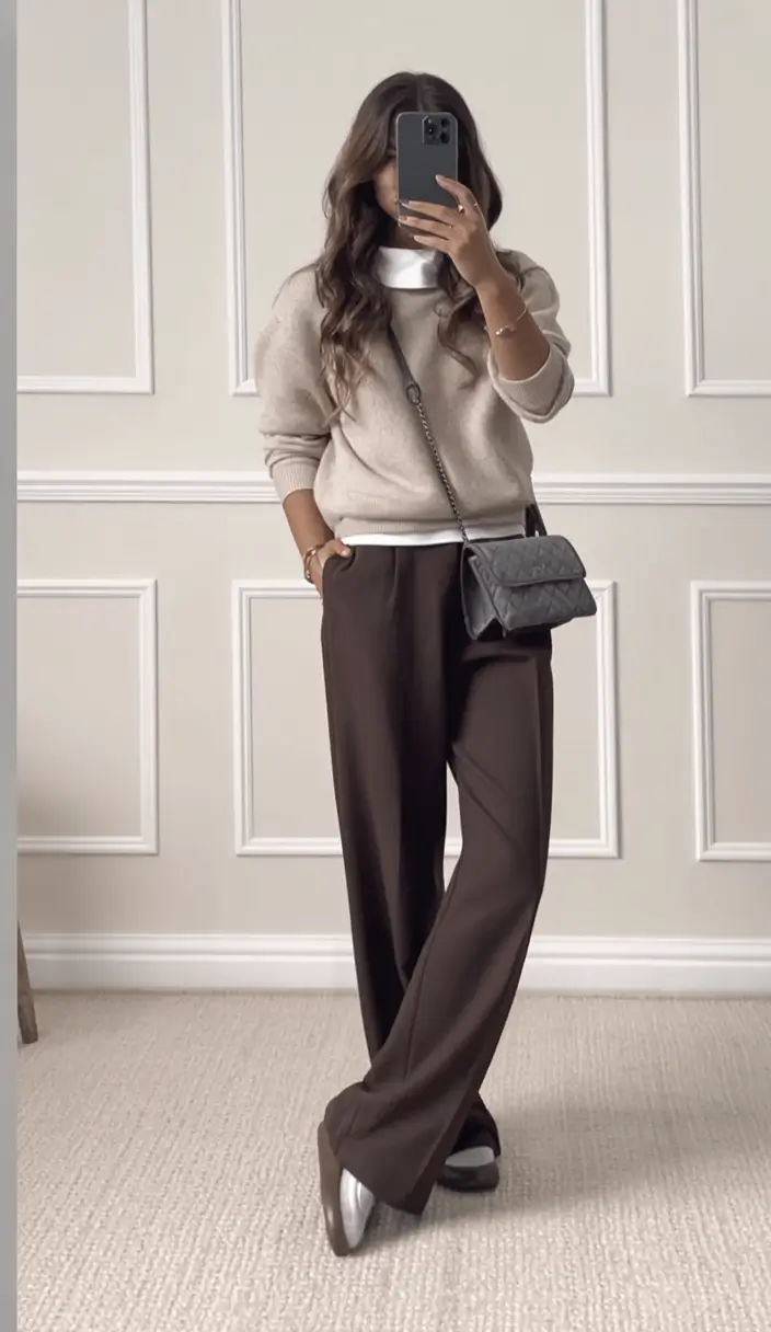 Office-ready fall outfits for women – business casual 2025 Textured Neutrals with Modern Proportions