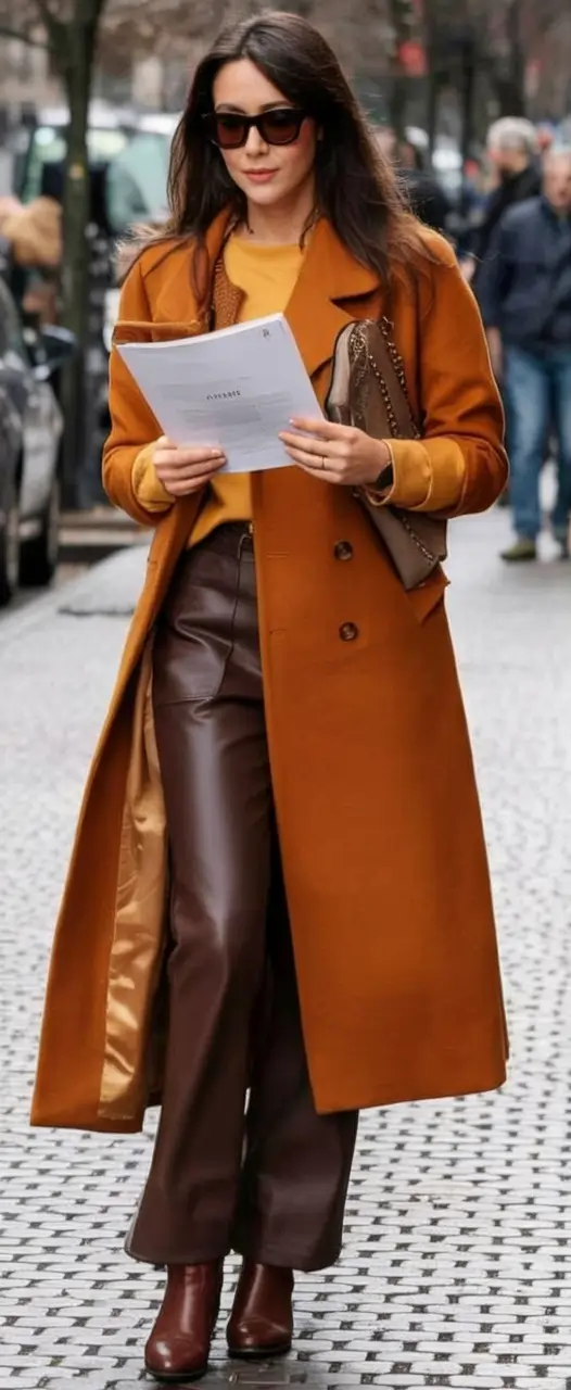 Old Money outfits to Try This Fall 2025 Marigold Warmth Meets Chocolate Leather