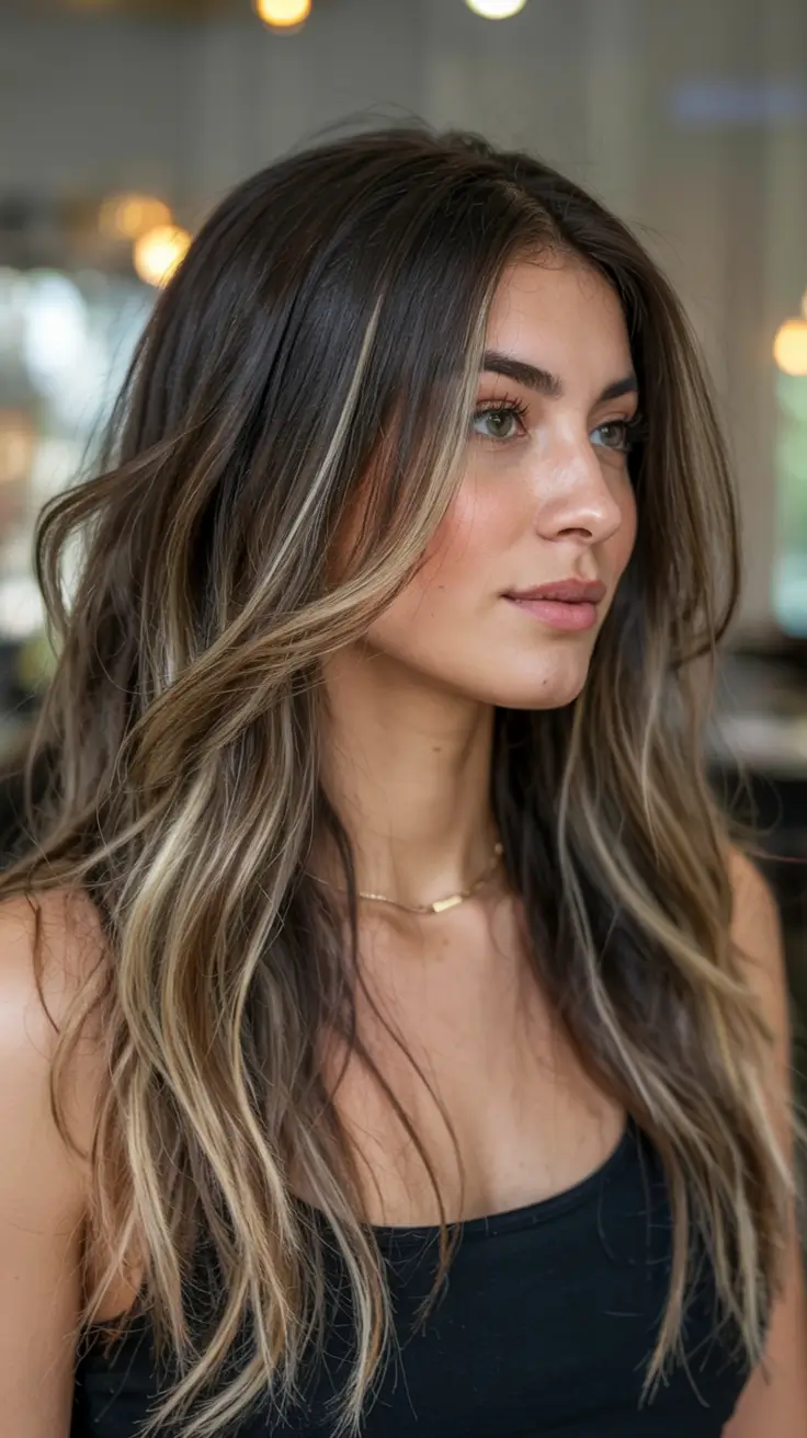 Rich Dark Brown Hair Colors for Fall 2025 Cool Caramel Layers with Face-Framing Light