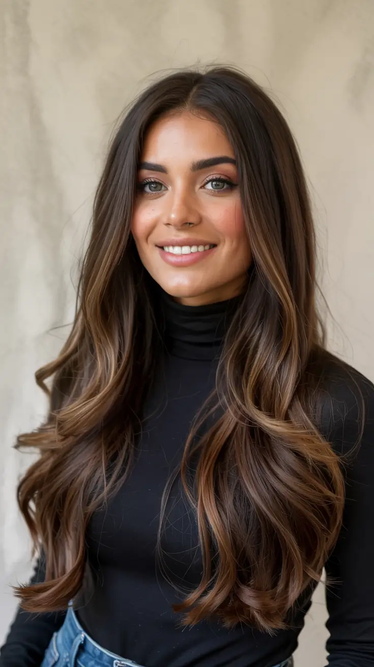 Rich Dark Brown Hair Colors for Fall 2025 Layered Cinnamon Brunette with Subtle Shine