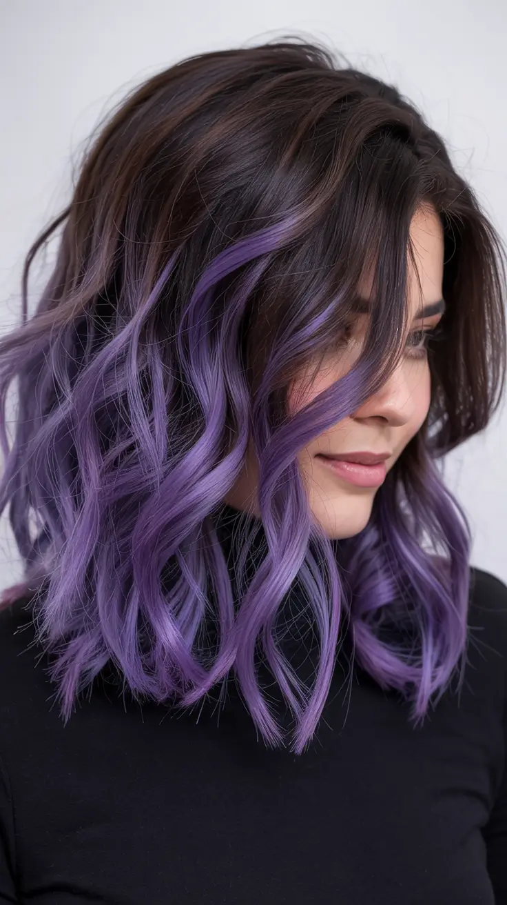 Rich Dark Brown Hair Colors for Fall 2025 Lavender Ice Dip-Dye