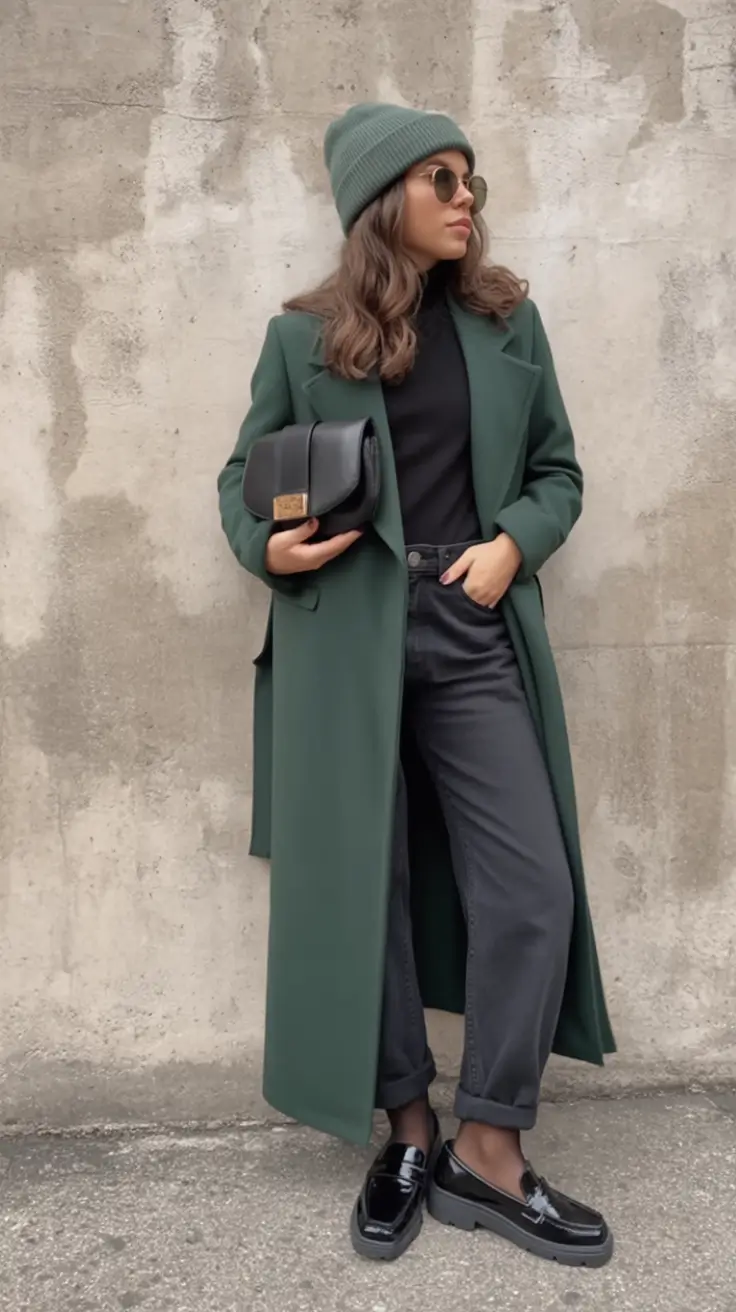 What to Wear This Autumn: outfits ideas 2025 Moody Greens & Matte Black: Urban Fall Uniform