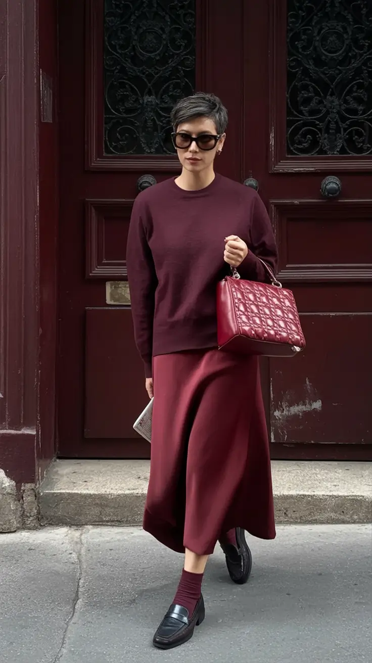 What to Wear This Autumn: outfits ideas 2025 Monochrome Merlot: Burgundy on Burgundy