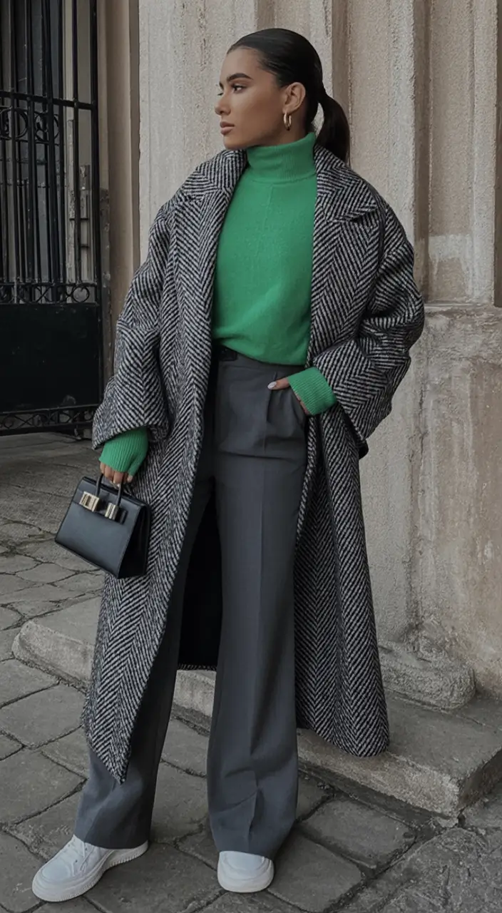 What to Wear This Autumn: outfits ideas 2025 Chartreuse & Charcoal Power Layer