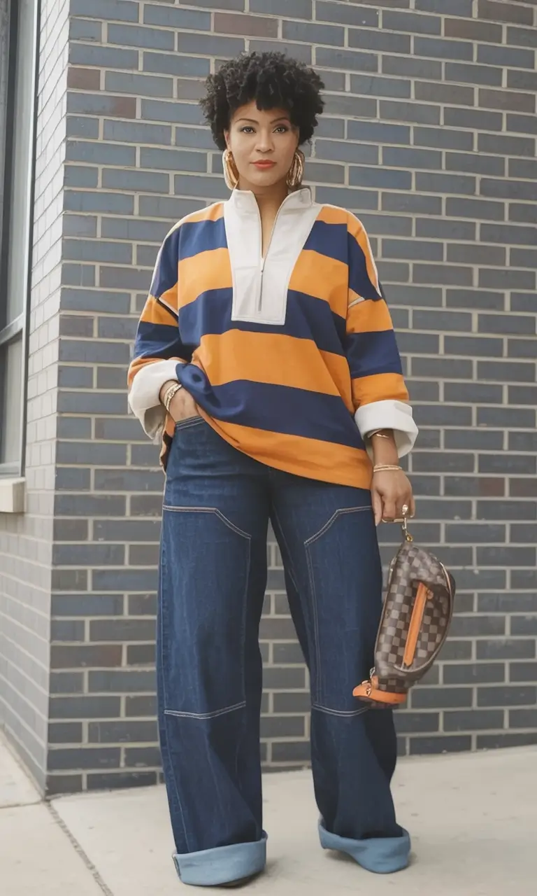 What to Wear This Autumn: outfits ideas 2025 Retro Sport in Denim & Varsity Stripes