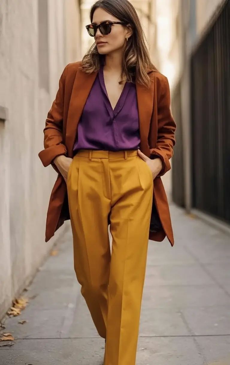 What to Wear This Autumn: outfits ideas 2025 Bold Color Play: Autumn Royalty Tones