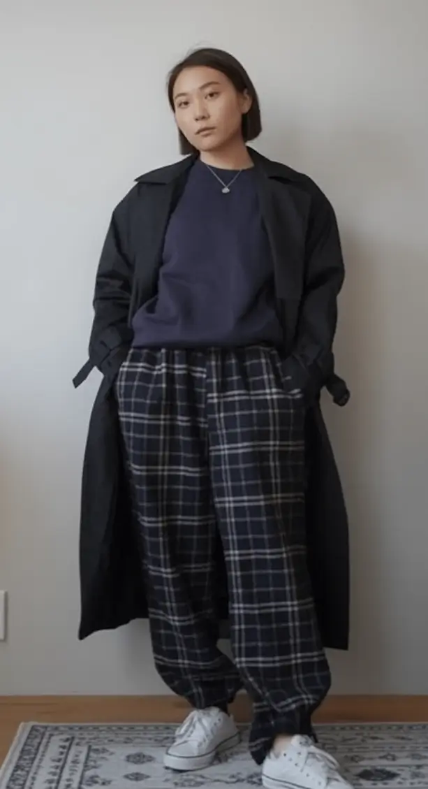 What to Wear This Autumn: outfits ideas 2025 Slouch Mode: Oversized Trench & Plaid Lounge Trousers