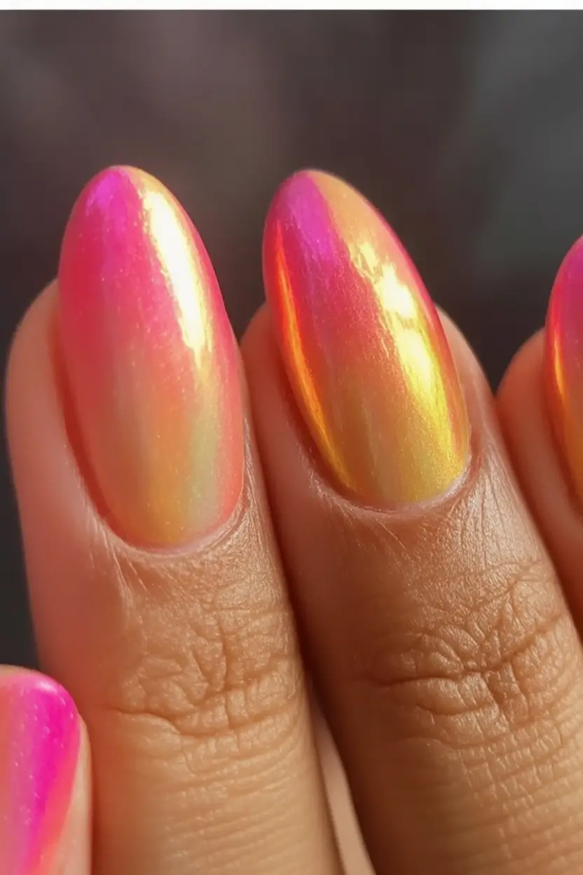 2025 Fall Nail Colors: Trendy Shades Chrome Sunset Glow