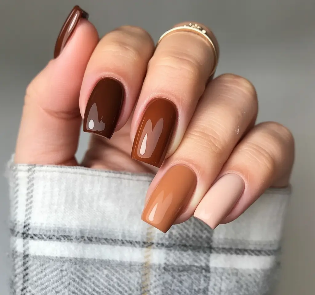 2025 Fall Nail Colors: Trendy Shades Layered Mocha Gradient