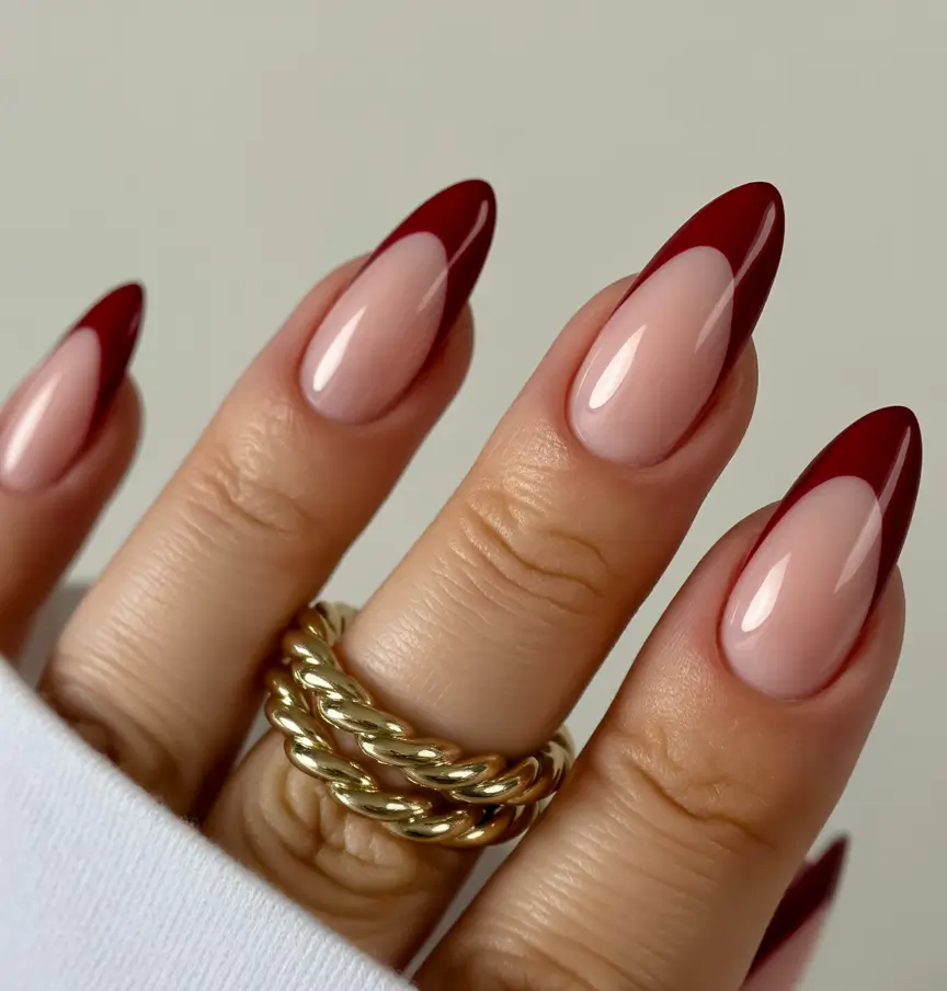 2025 Fall Nail Trends Burgundy Almond