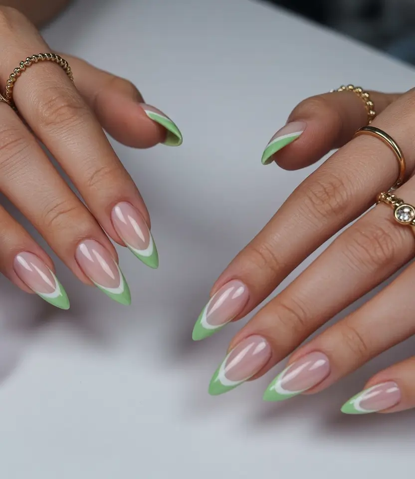 2025 Fall Nail Trends Fresh Mint Almond French