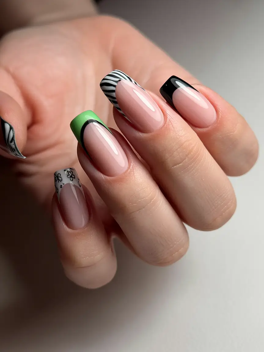 2025 Fall Nail Trends Eclectic Mix French