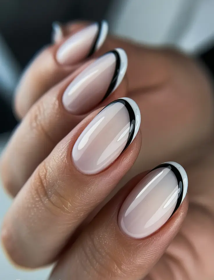 2025 Fall Nail Trends Modern Black and White French