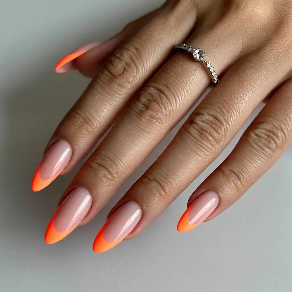 2025 Fall Nail Trends Neon Orange Fade