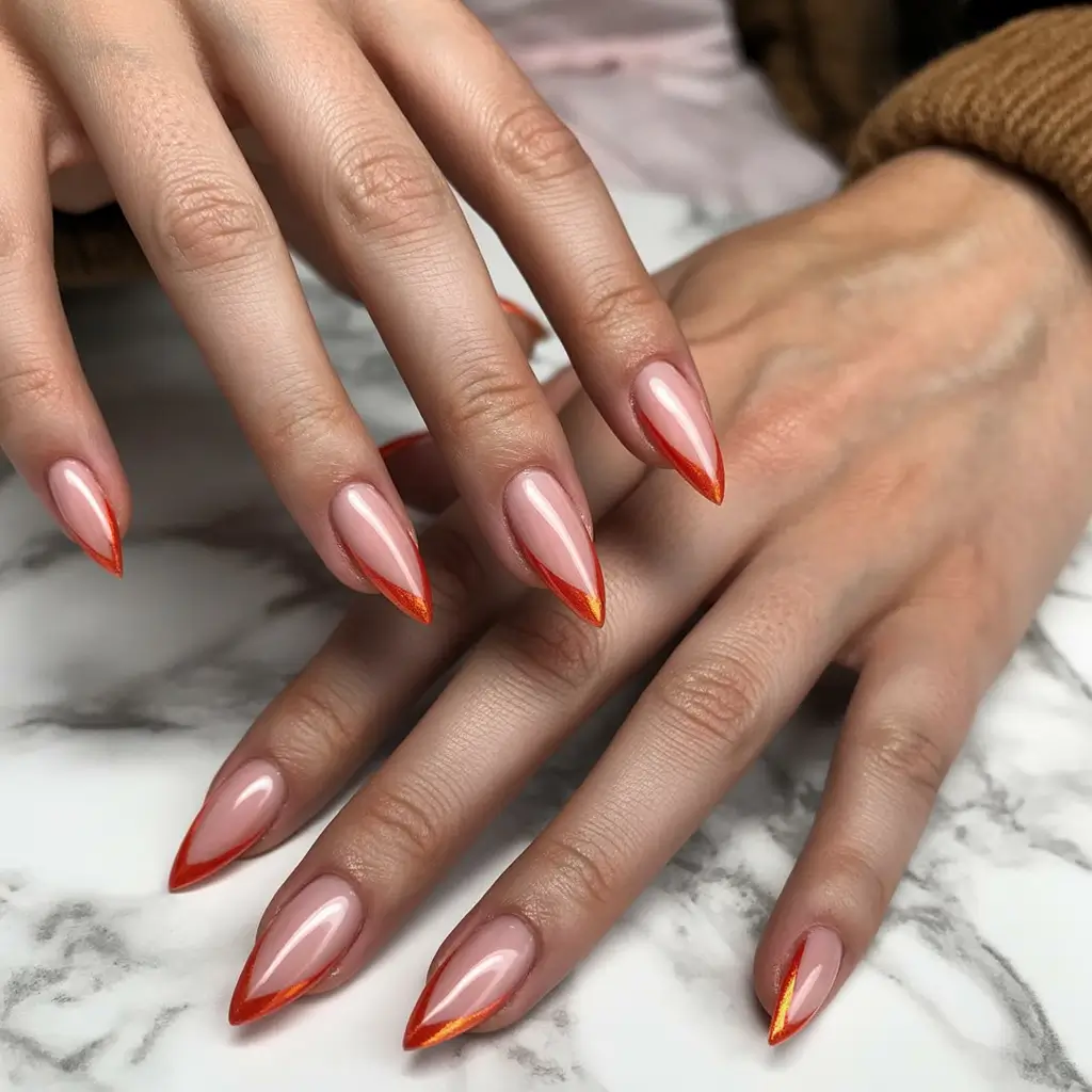 2025 Fall Nail Trends Burnt Orange Tips