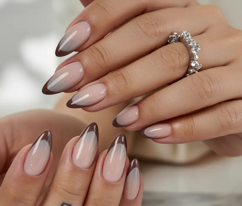 2025 Fall Nail Trends Mocha Gradient French