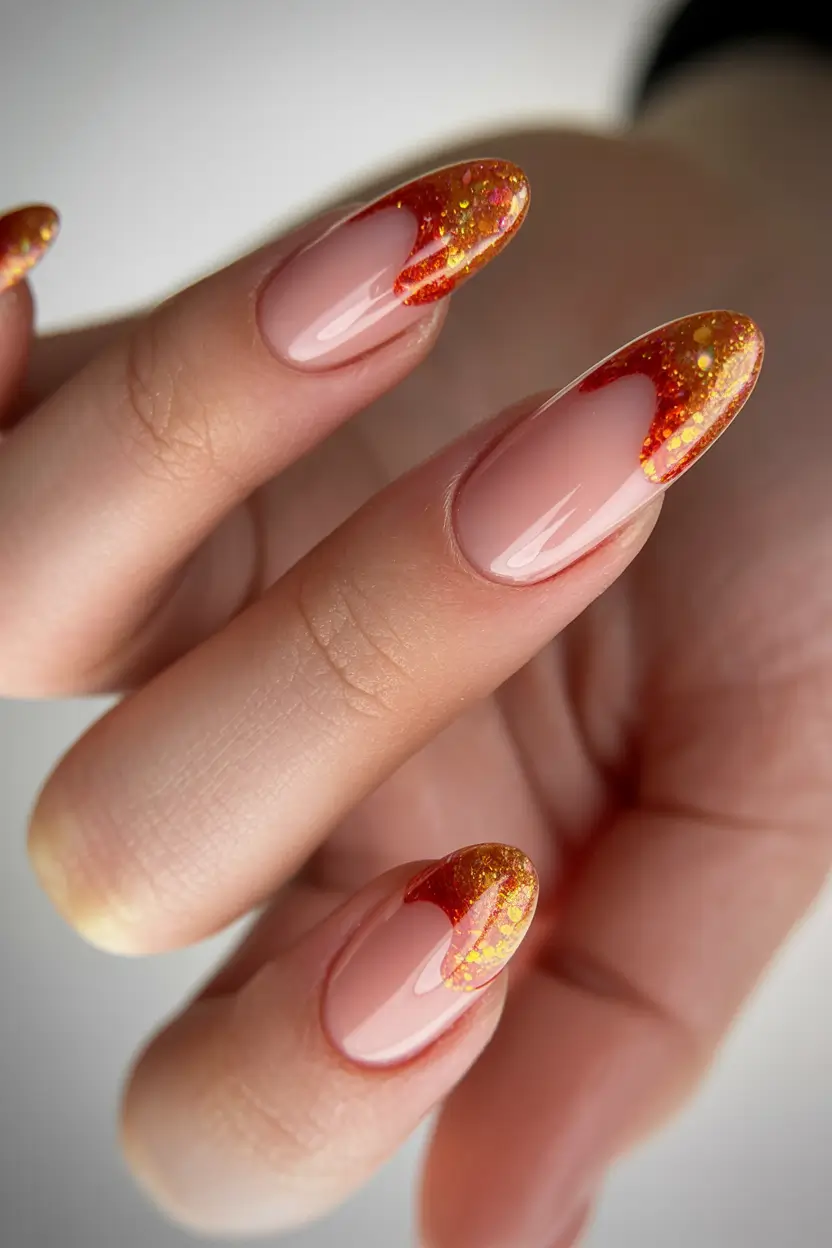 2025 Fall Nail Trends Glitter Almond