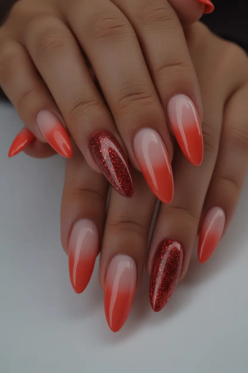 2025 Fall Stiletto Nails Ombre Autumn Flame