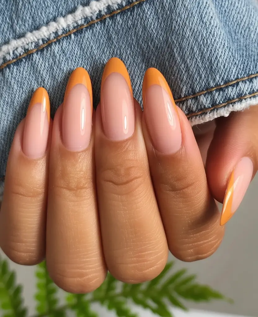 2025 Fall Stiletto Nails Orange French Twist