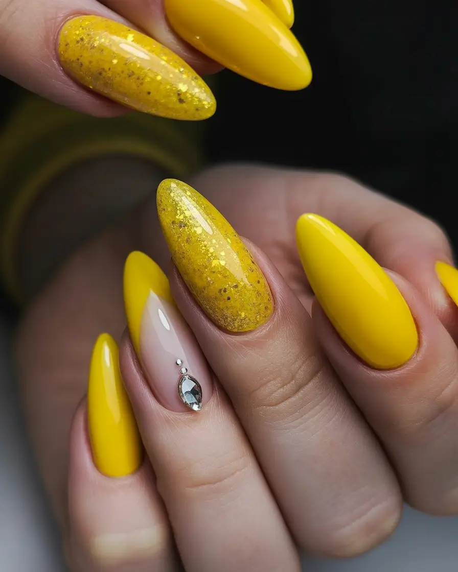 2025 Fall Stiletto Nails Sunny Yellow Spark