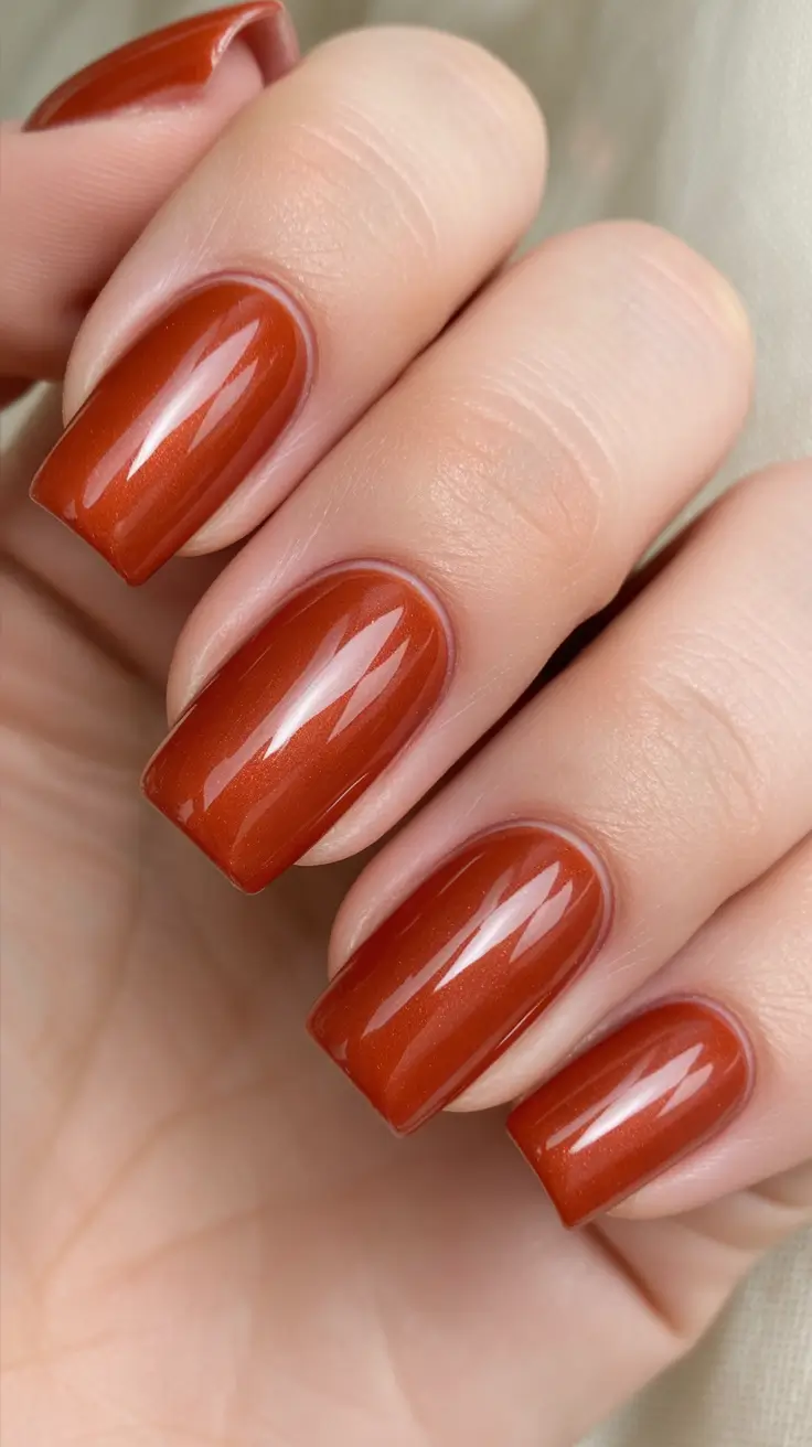 2025 Minimalist Fall Nails Burnt Terracotta Square