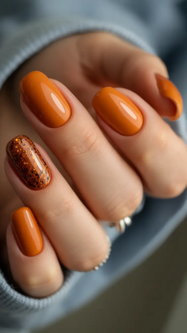 2025 Minimalist Fall Nails Pumpkin Spice Glow