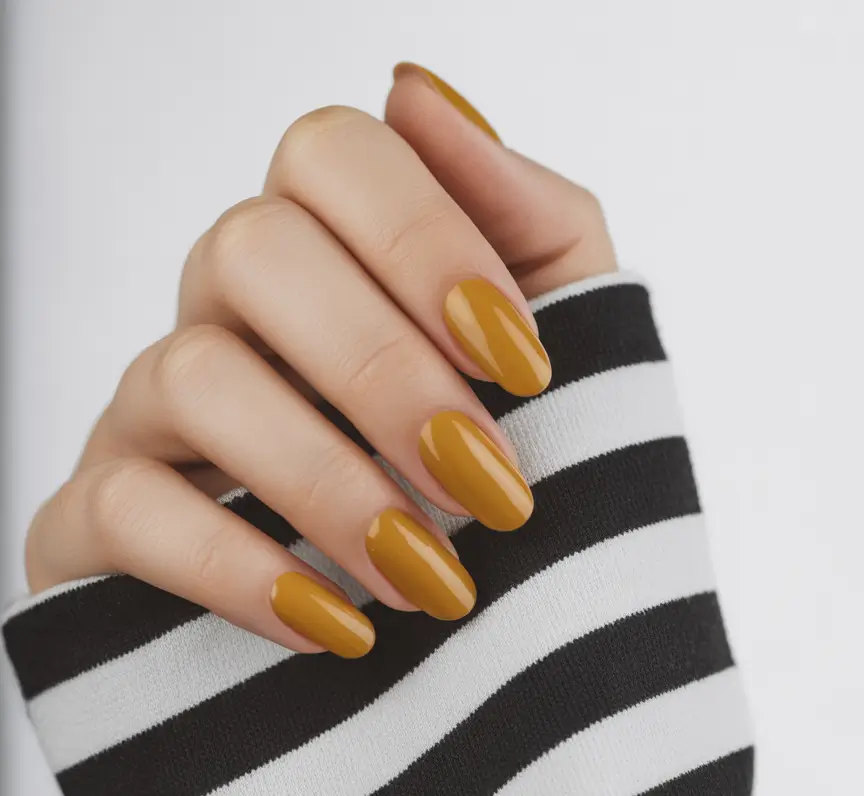 2025 Minimalist Fall Nails Golden Mustard Classic
