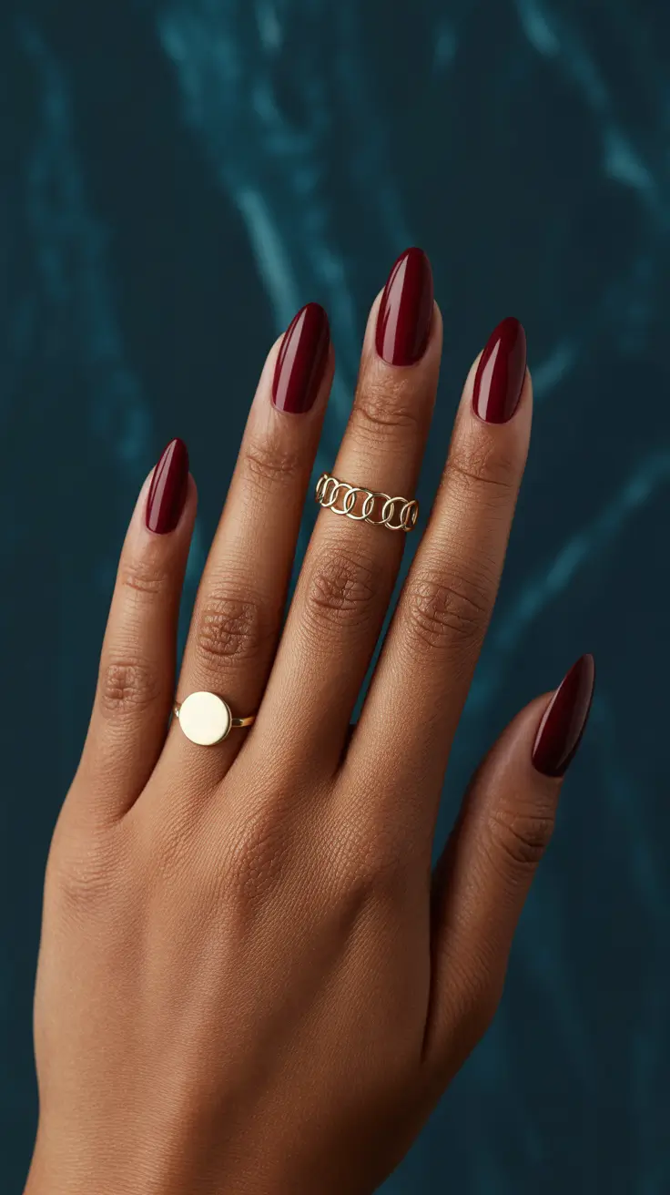 2025 Minimalist Fall Nails Deep Burgundy Sophistication