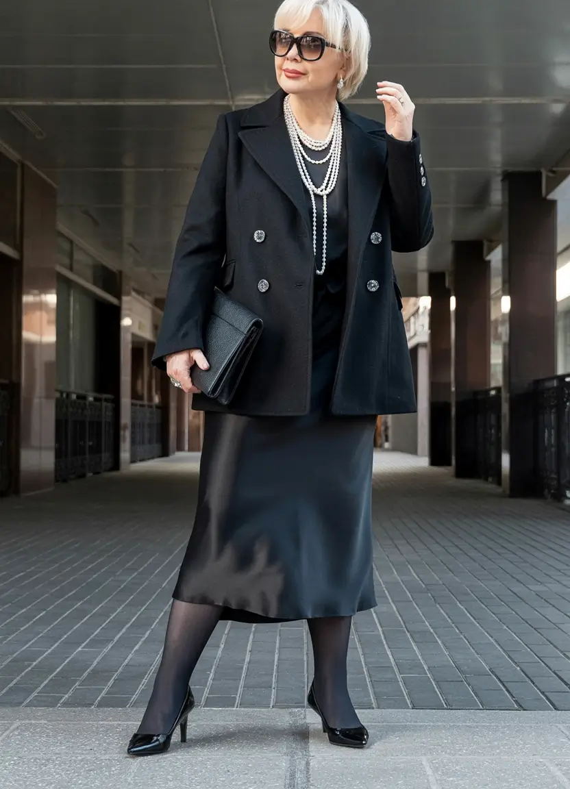 age-friendly fall outfits for 60+ women in 2025 Polished in Black and Pearls