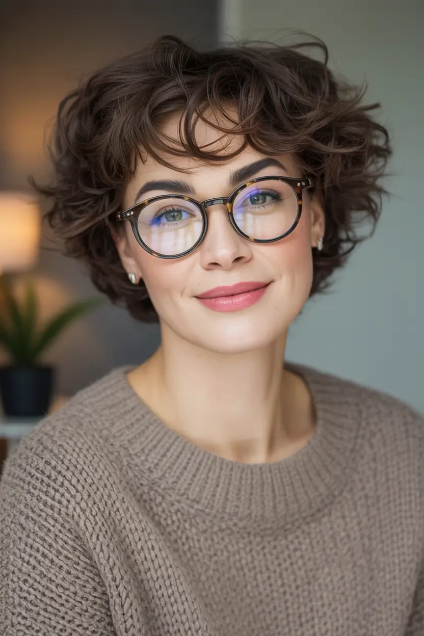 Best Fall Haircuts for Round Faces in 2025 Short Curly Hair with Wispy Bangs