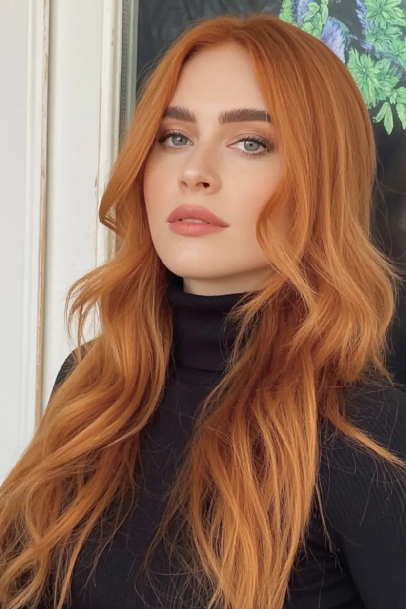 Best Fall Haircuts for Round Faces in 2025 Long Wavy Copper Layers