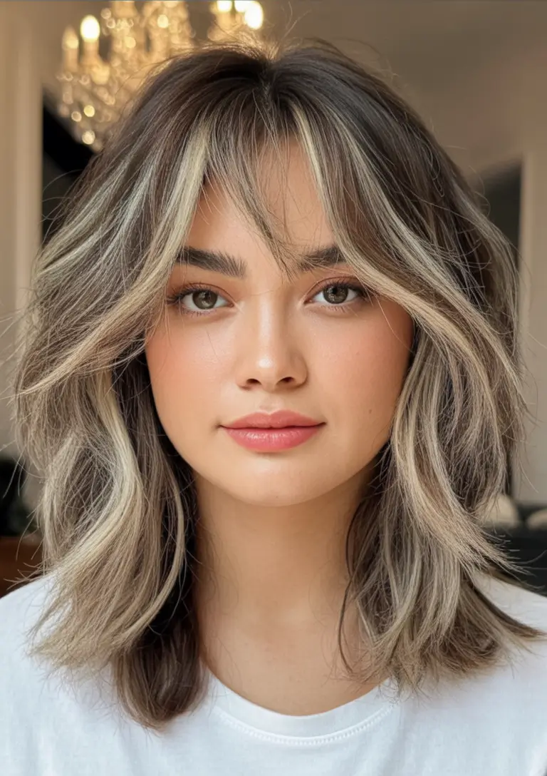 Best Fall Haircuts for Round Faces in 2025 Mid-Length with Dimensional Bangs