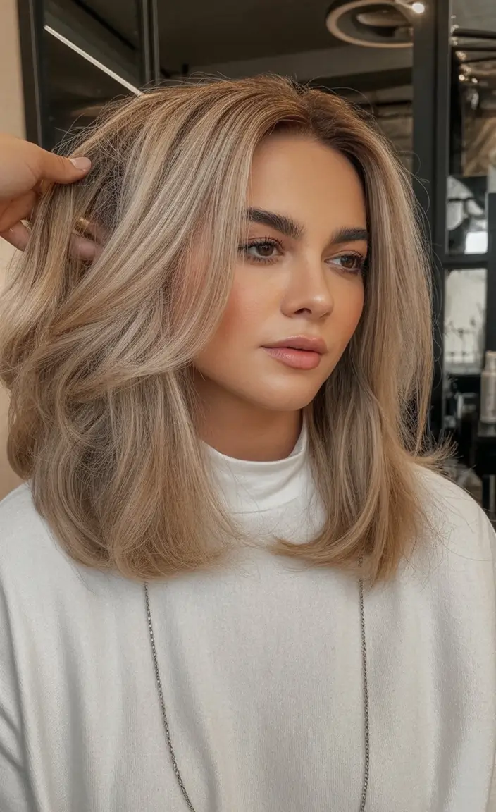Best Fall Haircuts for Round Faces in 2025 Women Medium Blonde Blowout