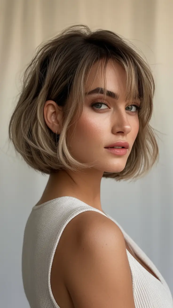 Bob Haircuts -Trending for Fall 2025 Soft Blended Blonde with Frenchie Vibes