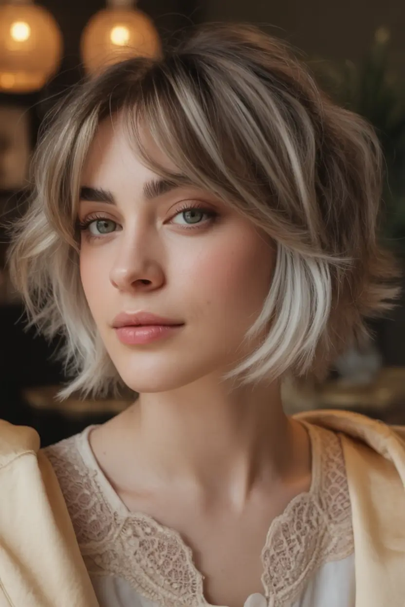 Bob Haircuts -Trending for Fall 2025 Modern Mushroom Bob With Wispy Ends