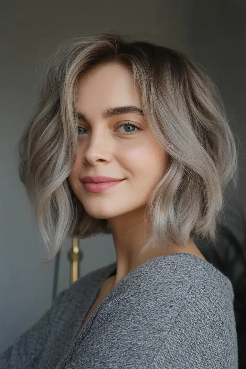 Bob Haircuts -Trending for Fall 2025 Textured Ash Blonde Bob With Waves